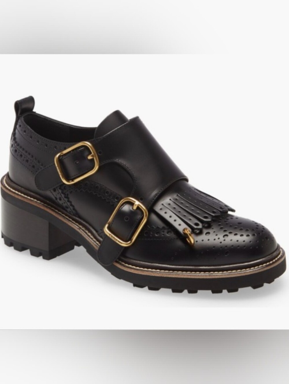Chloe Black Leather Fringe Loafer